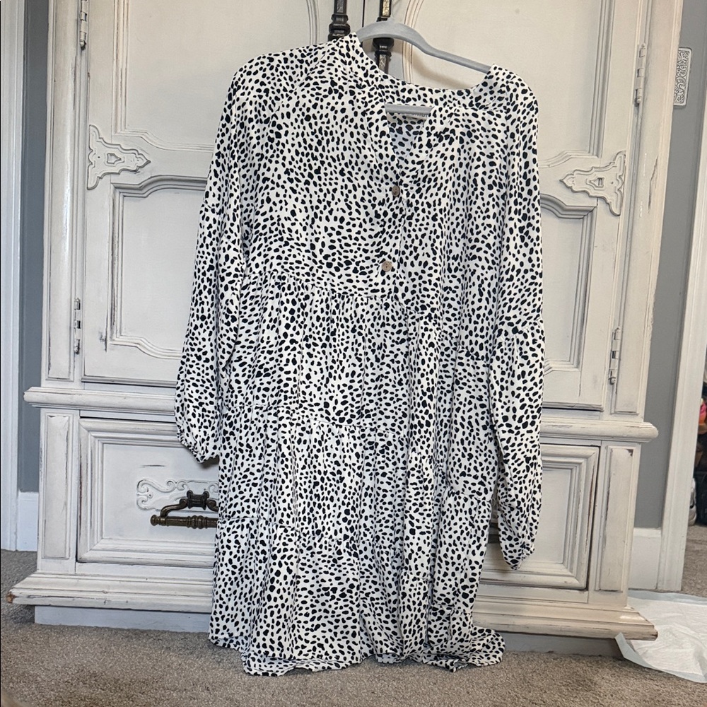 Elegant Monochrome Long Sleeve Dress